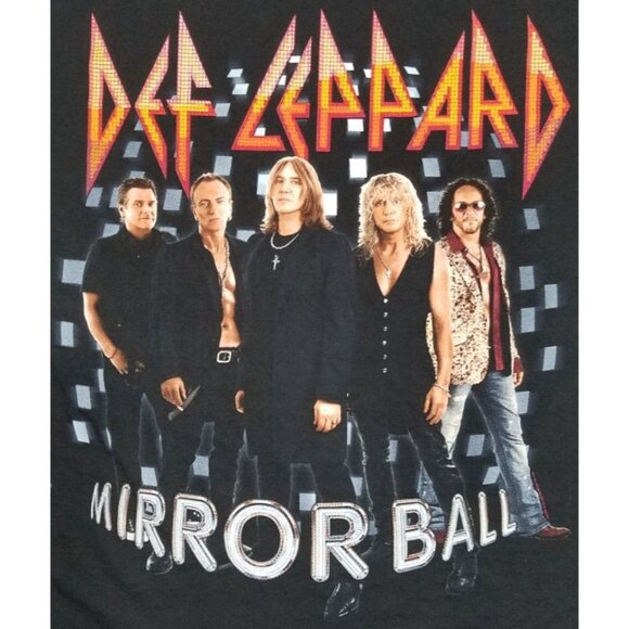 Def Leppard Mirror Ball 2011 Double Sided Black Short Sleeve Tee Shirt Men's XL - Picture 2 of 16